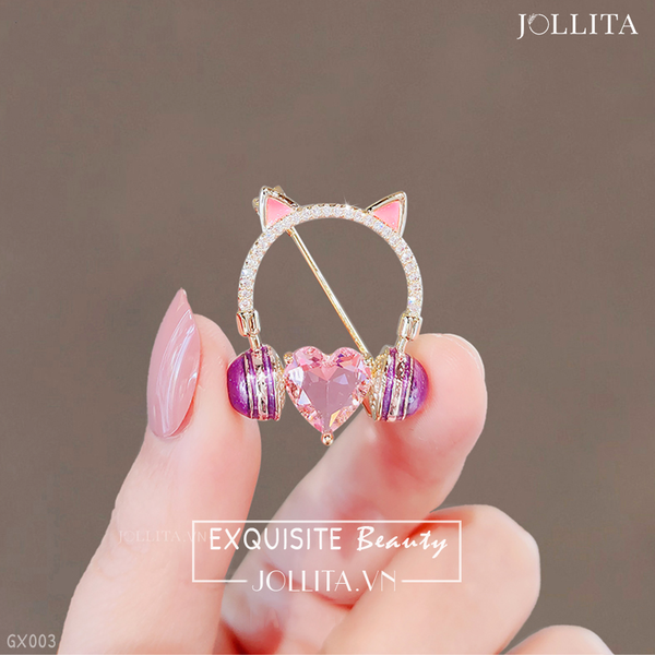  Ghim cài áo tai nghe chụp tai đính đá dễ thương 