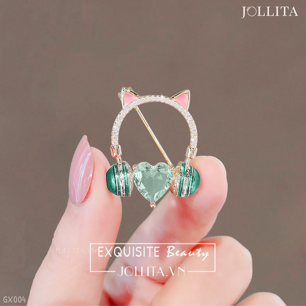  Ghim cài áo tai nghe chụp tai đính đá dễ thương 