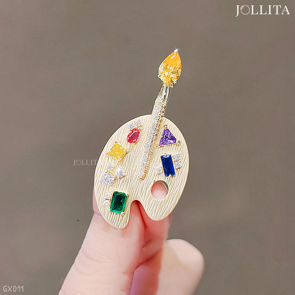  Trâm cài áo bảng vẽ pha lê sắc màu tinh tế 