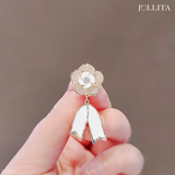  Pin cài áo hoa trà đính đá nơ thanh lịch tinh tế 