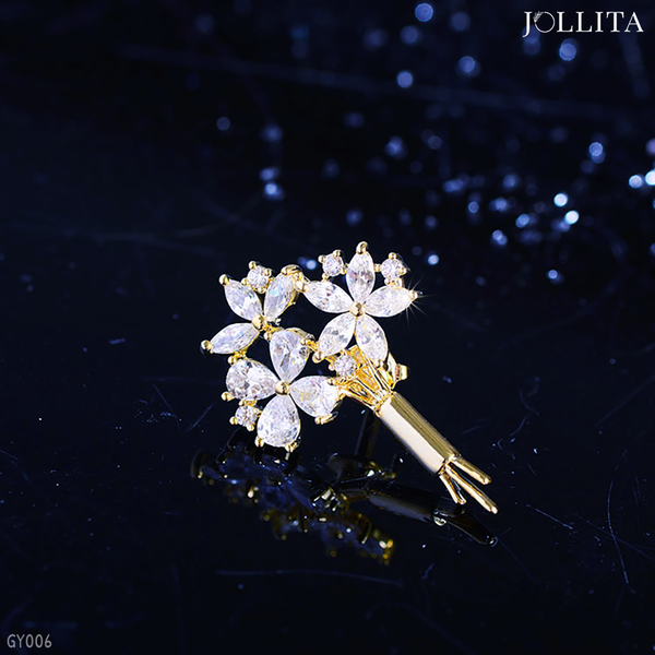  Pin cài áo bó hoa đính đá thanh lịch 