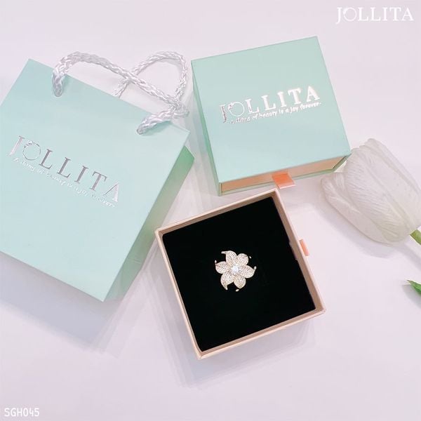  Set quà tặng 20/11 cài áo hoa đính đá trắng thanh lịch 