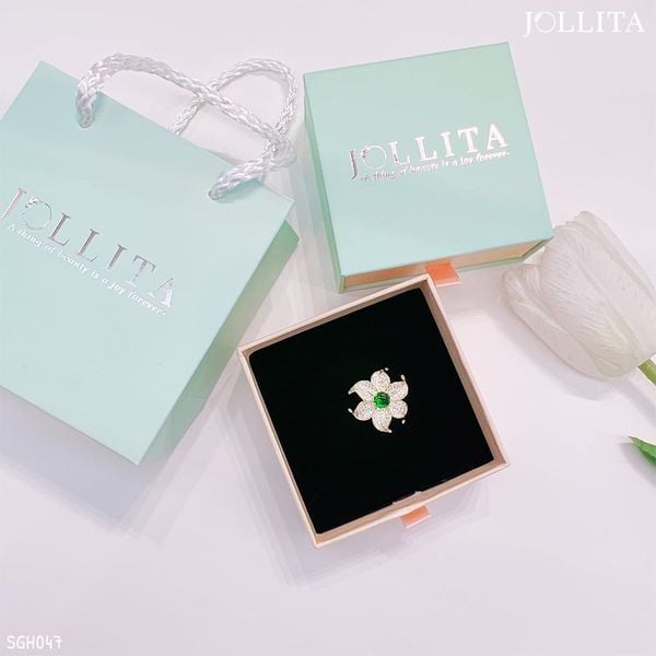  Set quà tặng 20/11 cài áo hoa đính đá xanh thanh lịch 
