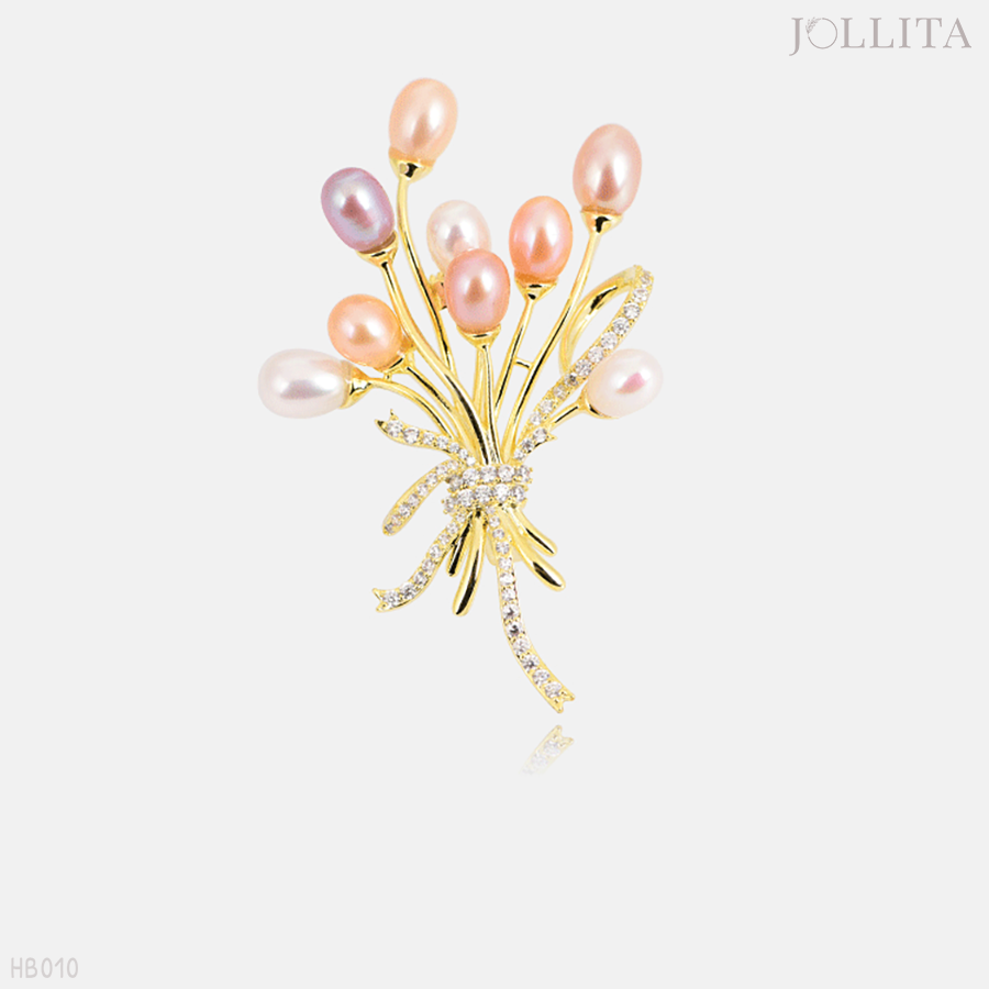  Trâm cài áo Bó hoa Ngọc Trai thanh lịch cao cấp 