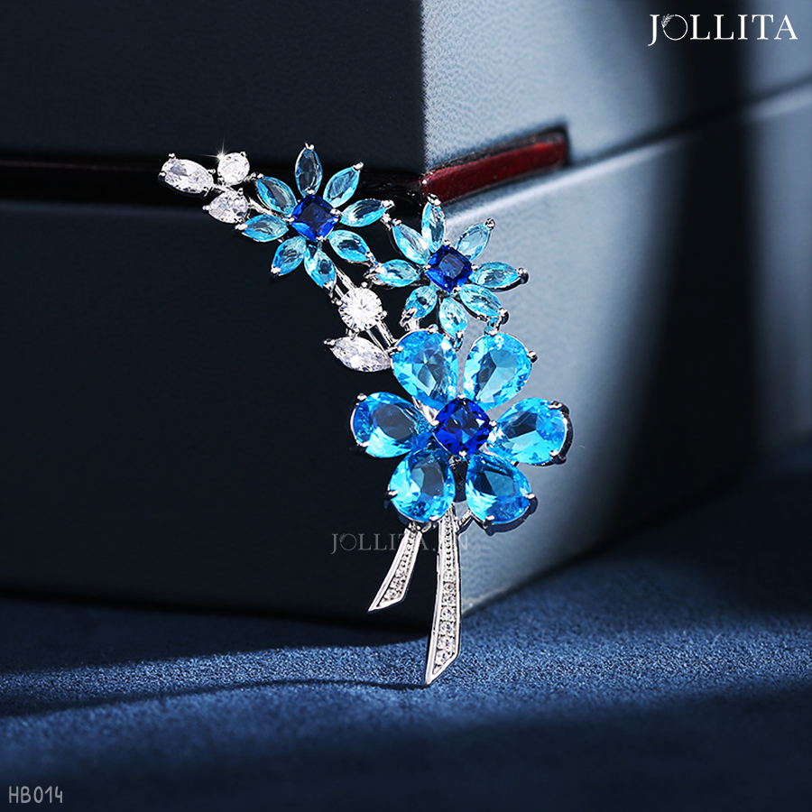  Trâm cài áo nhành hoa đính đá thiên thanh cao cấp 