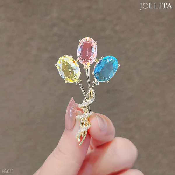  Trâm cài áo bó hoa đính đá sắc màu cao cấp 