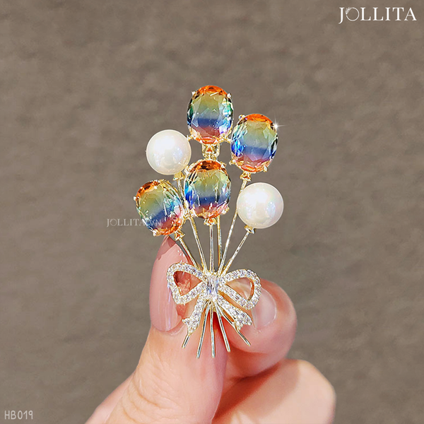  Trâm cài áo bong bóng pha lê sắc màu 