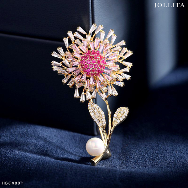  Trâm cài áo Bồ công anh dát đá đính ngọc trai cao cấp 