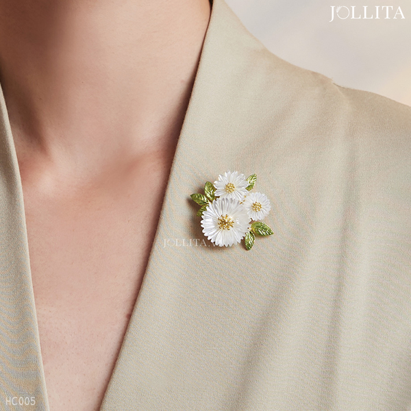  Trâm cài áo hoa cúc họa mi thanh lịch cao cấp 