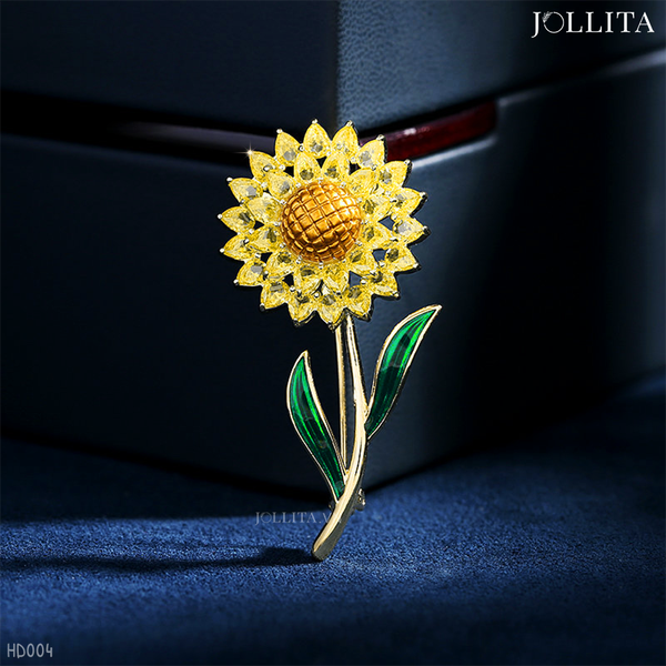  Trâm cài áo hoa hướng dương đính đá cao cấp 