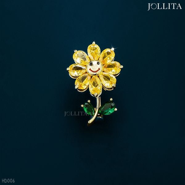  Ghim cài áo bông hoa hướng dương đính mặt cười dễ thương 