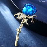  Trâm cài áo hoa hồng dát đá xanh cao cấp 