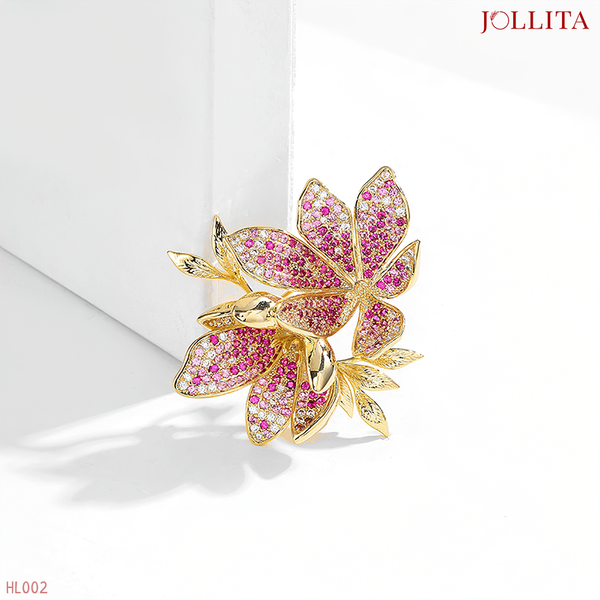  Trâm cài áo cặp hoa lily dát đá cao cấp 