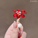  Trâm cài áo hoa lily đính ngọc trai thanh lịch 