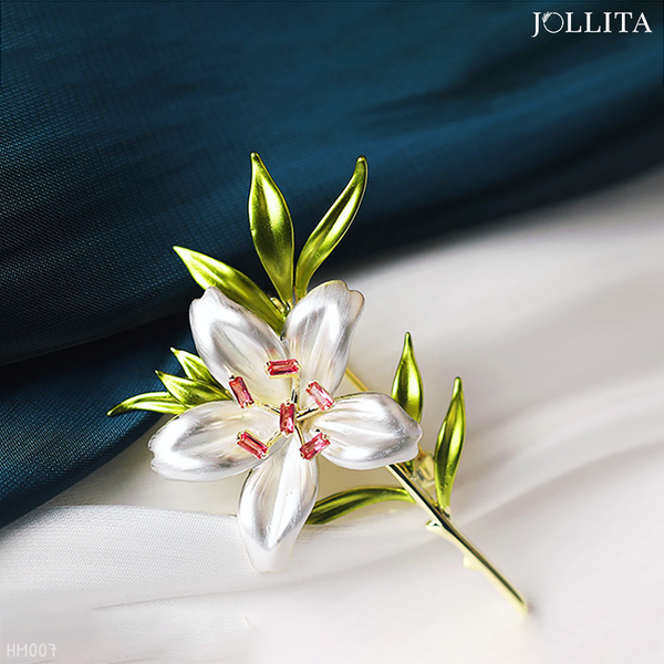  Trâm cài áo hoa mộc lan mạ vàng tinh tế 