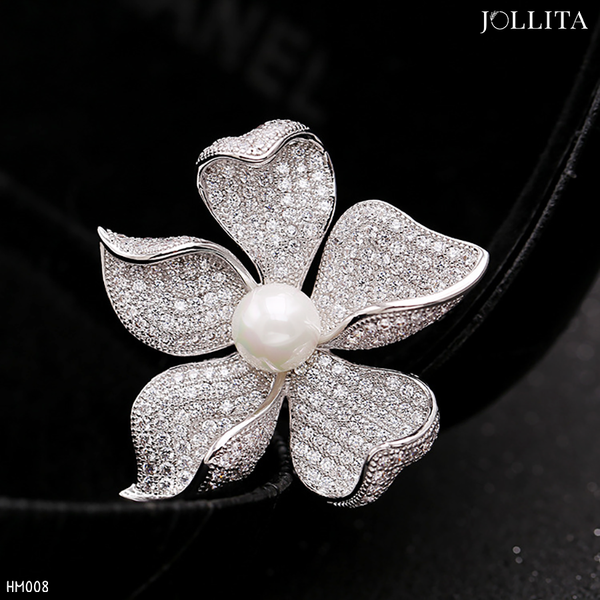  Trâm cài áo hoa mai dát đá zicon cao cấp 