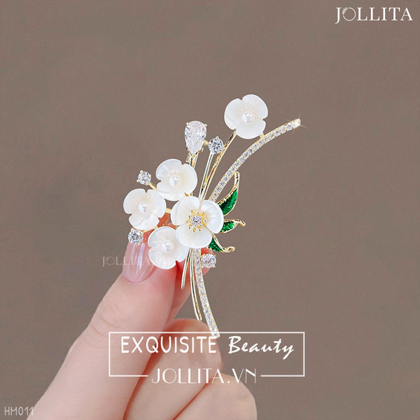  Trâm cài áo nhành Mai trắng thanh lịch 