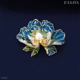  Trâm cài áo hoa mẫu đơn xanh sang trọng quý phái 