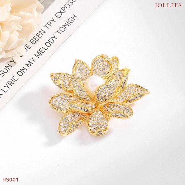  Trâm cài áo Hoa sen vàng thanh lịch 