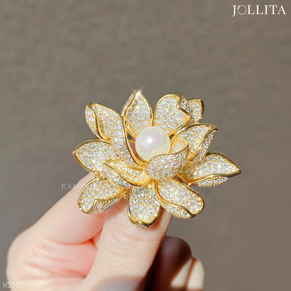  Trâm cài áo Hoa sen vàng thanh lịch 