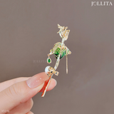  Trâm cài áo Nhánh sen xanh đính ngọc trai thanh lịch tinh tế 