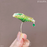  Trâm cài áo lá sen xanh thanh lịch tinh tế 