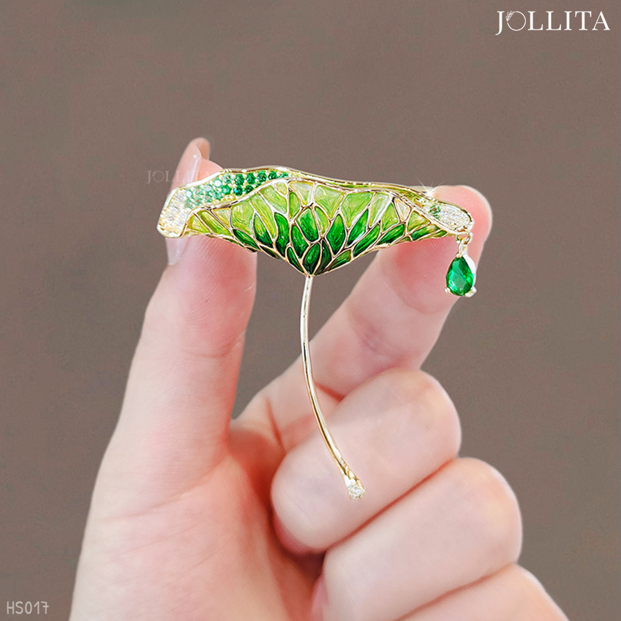  Trâm cài áo lá sen xanh thanh lịch tinh tế 