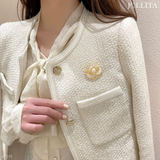  Trâm cài áo Hoa trà cánh xà cừ đính ngọc trai cao cấp 