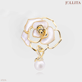  Trâm cài áo hoa trà đính ngọc trai cao cấp 