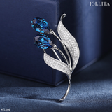  Trâm cài áo Hoa Tulip đính đá pha lê xanh sang trọng 