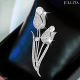  Trâm cài áo Cành Hoa tulip đôi dát đá sang trọng 