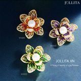  Trâm cài áo đóa hoa cam thanh lịch đính ngọc trai cao cấp 