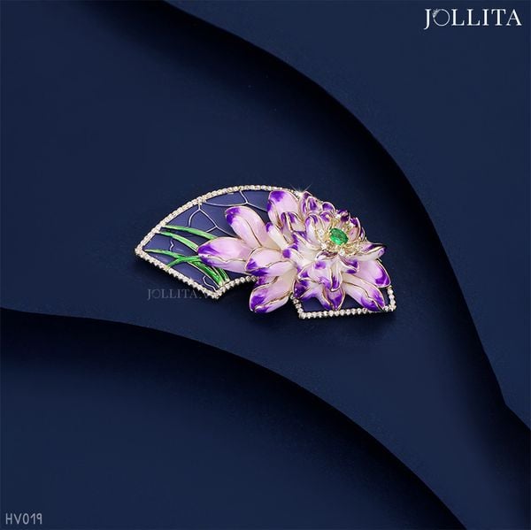  Trâm cài áo hình quạt phủ men màu độc đáo 