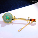  Trâm cài áo cây đàn ngọc dát đá zircon cao cấp 