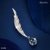  Trâm cài áo Lông vũ đính đá pha lê xanh sang trọng 