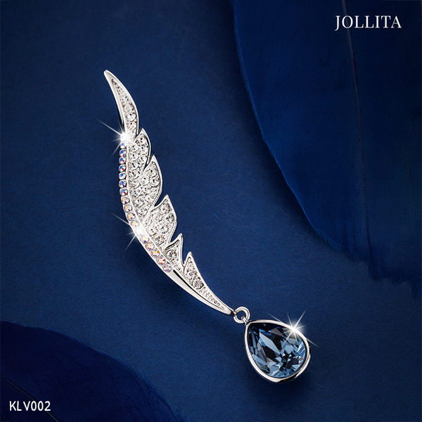  Trâm cài áo Lông vũ đính đá pha lê xanh sang trọng 