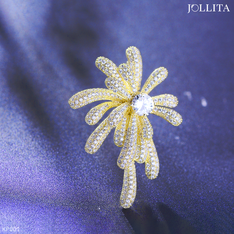  Trâm cài áo pháo hoa dát đá zircon sang trọng 