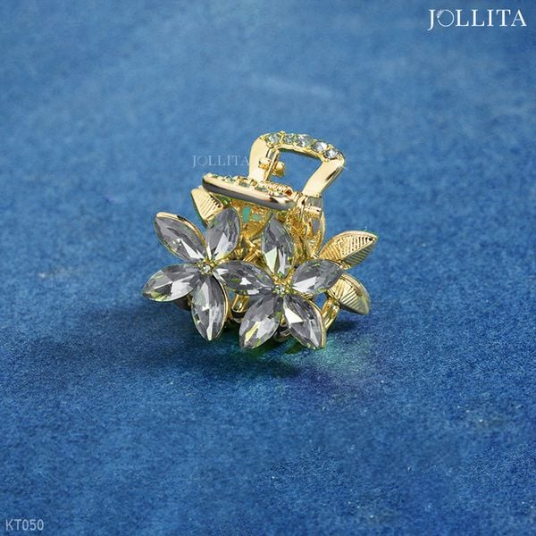  Kẹp tóc càng cua nhỏ chùm hoa đính đá xám tinh tế thanh lịch 