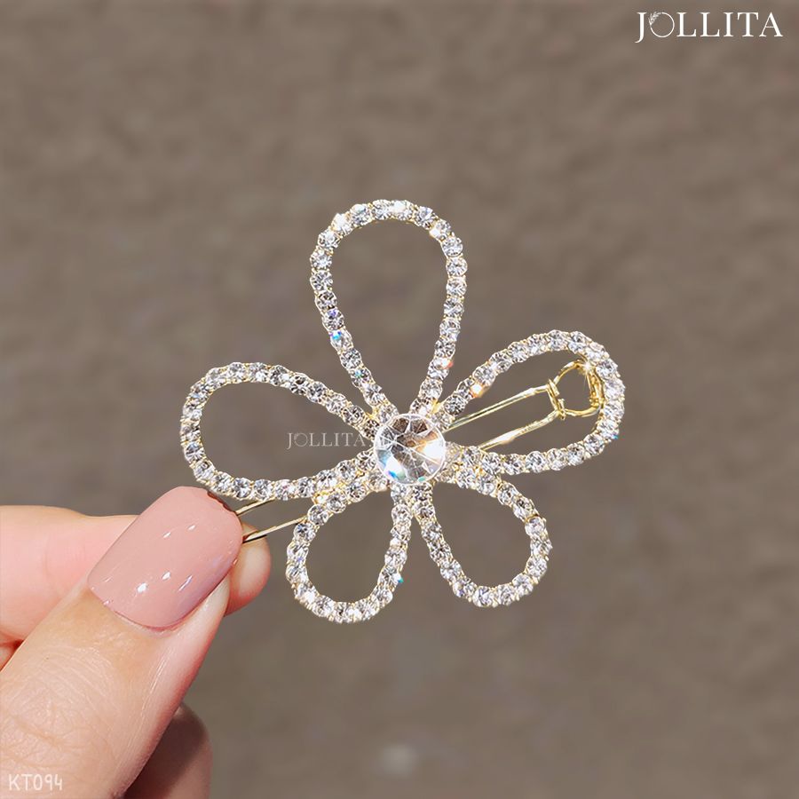  Kẹp tóc mái bông hoa dát đá zircon thanh lịch 