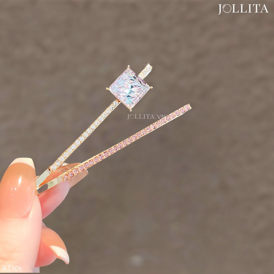  Kẹp tóc mái đôi đính đá nhẹ nhàng thanh lịch 