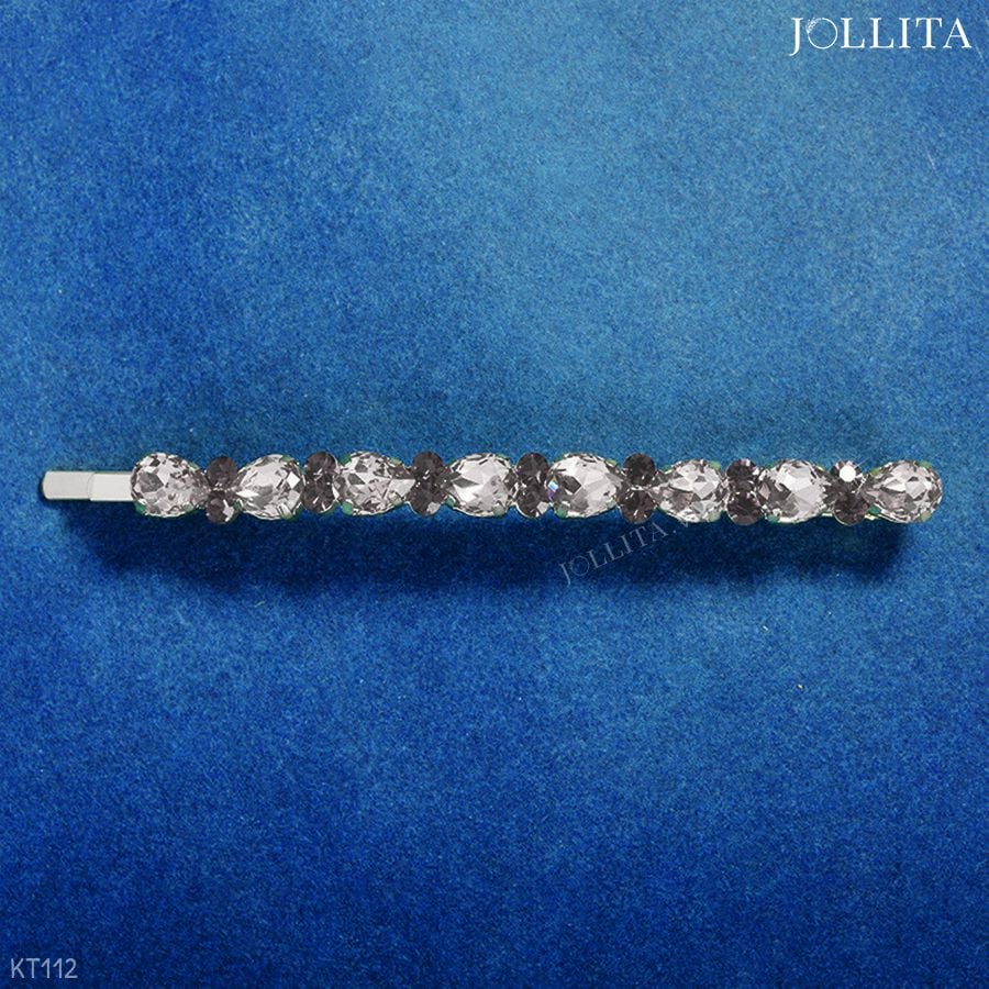  Kẹp tóc mái chùm hạt pha lê xám cao cấp 