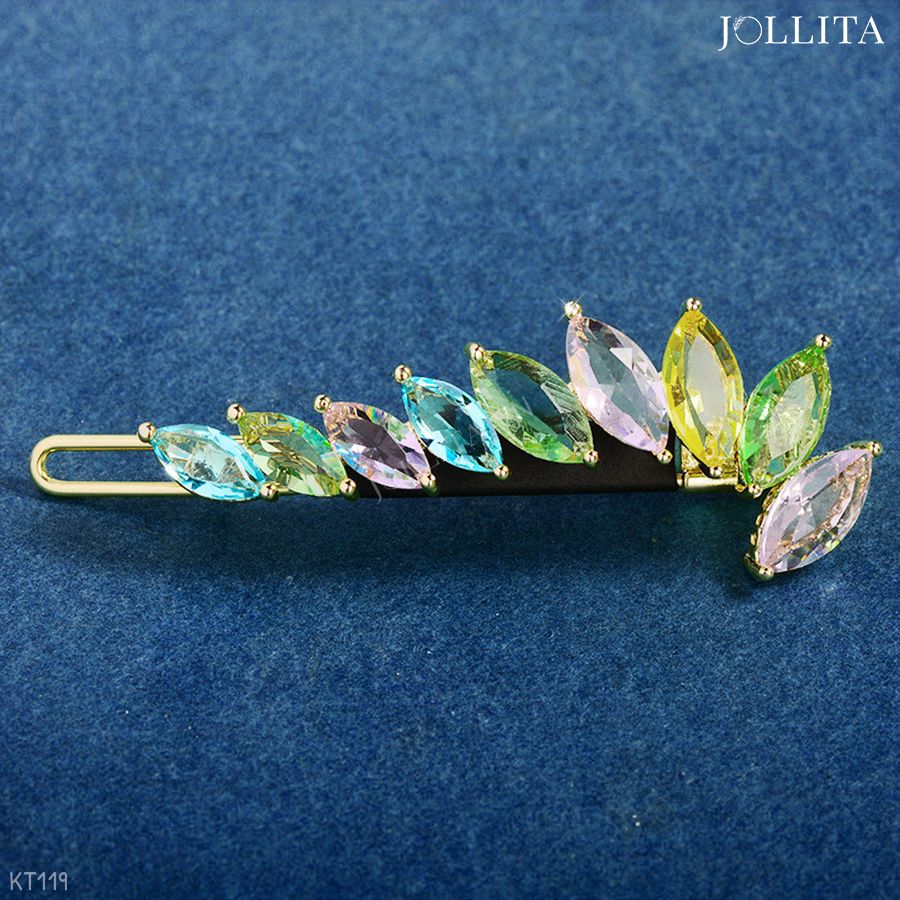  Kẹp tóc mái chùm hạt pha lê sắc màu cao cấp 