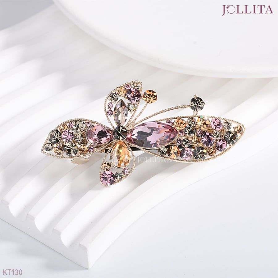  Kẹp tóc bấm lá bướm đá tím thanh tú 