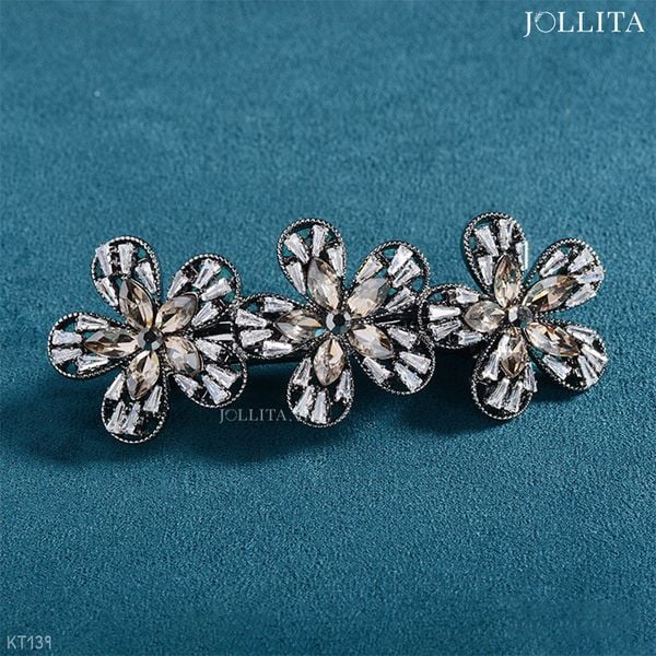  Kẹp tóc bấm hoa anh đào đính đen nhẹ nhàng thanh lịch 