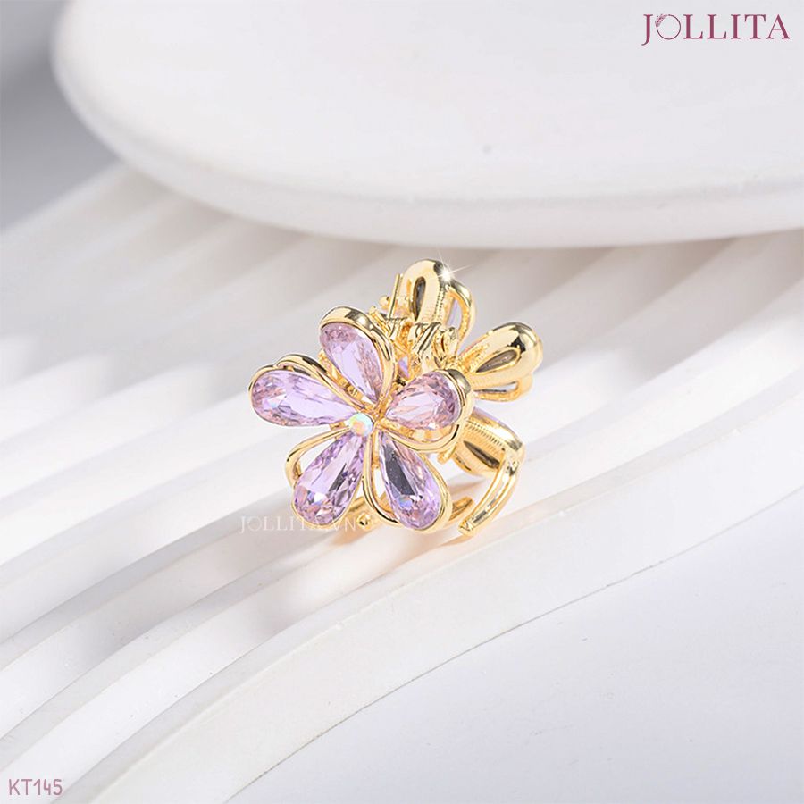  Kẹp tóc càng cua hoa anh đào tím pastel mộng mơ 