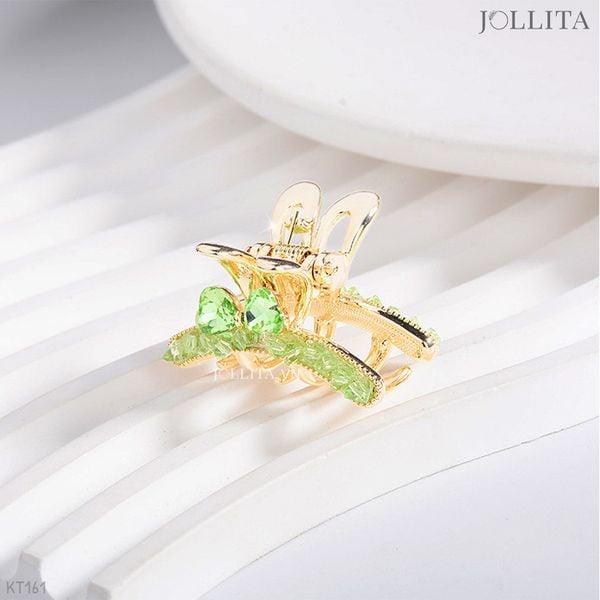  Kẹp tóc càng cua đính nơ sắc xanh tươi tắn 