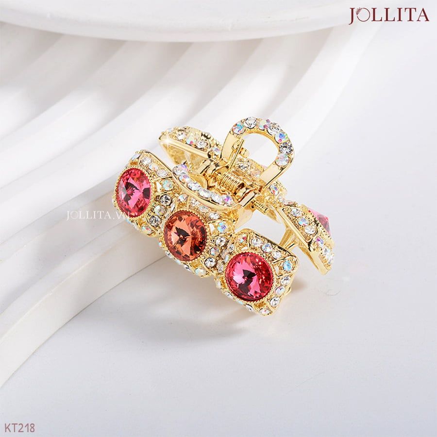  Kẹp tóc càng cua đính đá đỏ vang thời thượng 