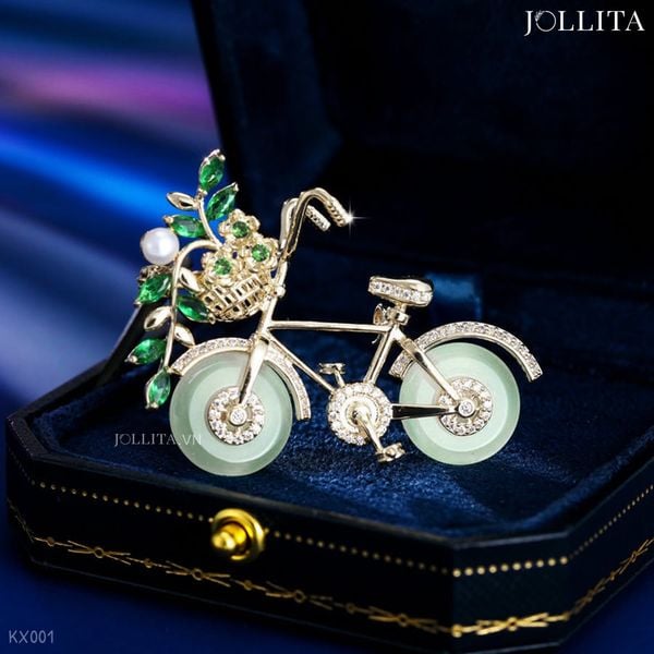  Trâm cài áo chiếc xe đạp đính đá cẩm thạch sang trọng 