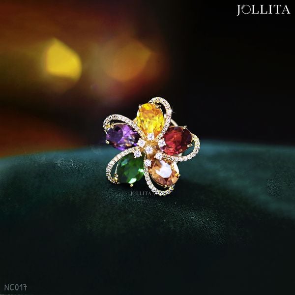  Cài áo nam châm đóa hoa sắc màu đính đá cao cấp 