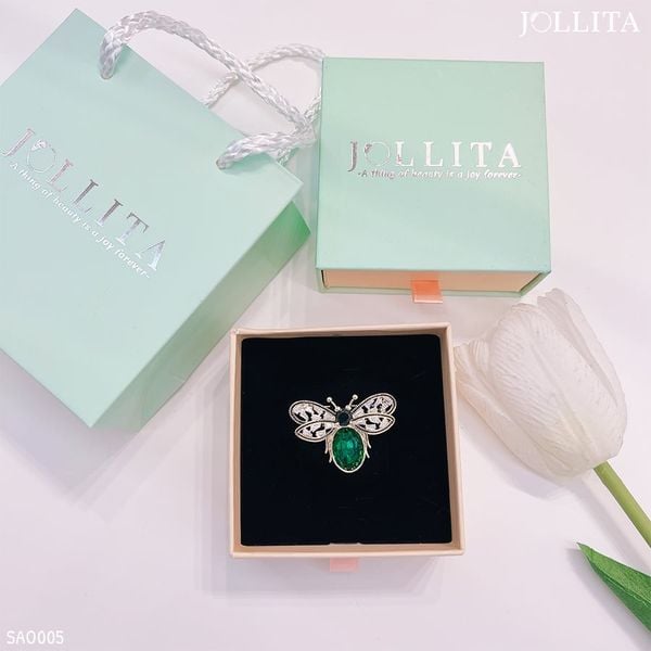  Set quà tặng 20/11 cài áo ong đính đá pha lê xanh sang trọng 